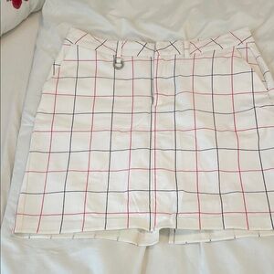 White Grid Active Wear Golf Skort Skirt  Red and Navy Checks